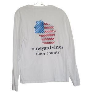Vineyard Vines Door County Long Sleeve Pocket Tee Shirt White Graphic Men XS